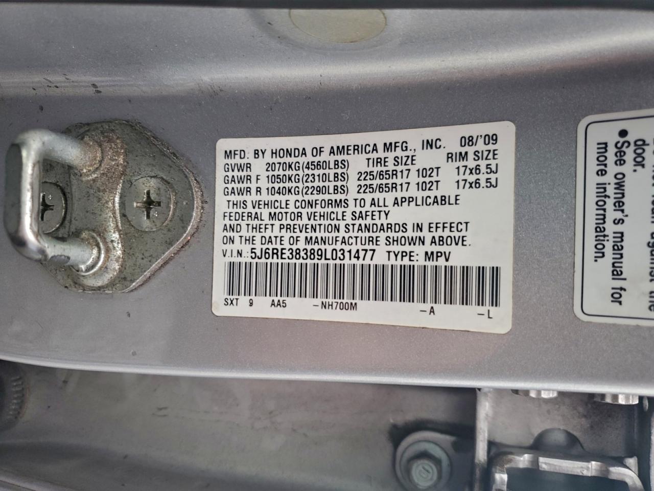 2009 HONDA CR-V LX photo 14