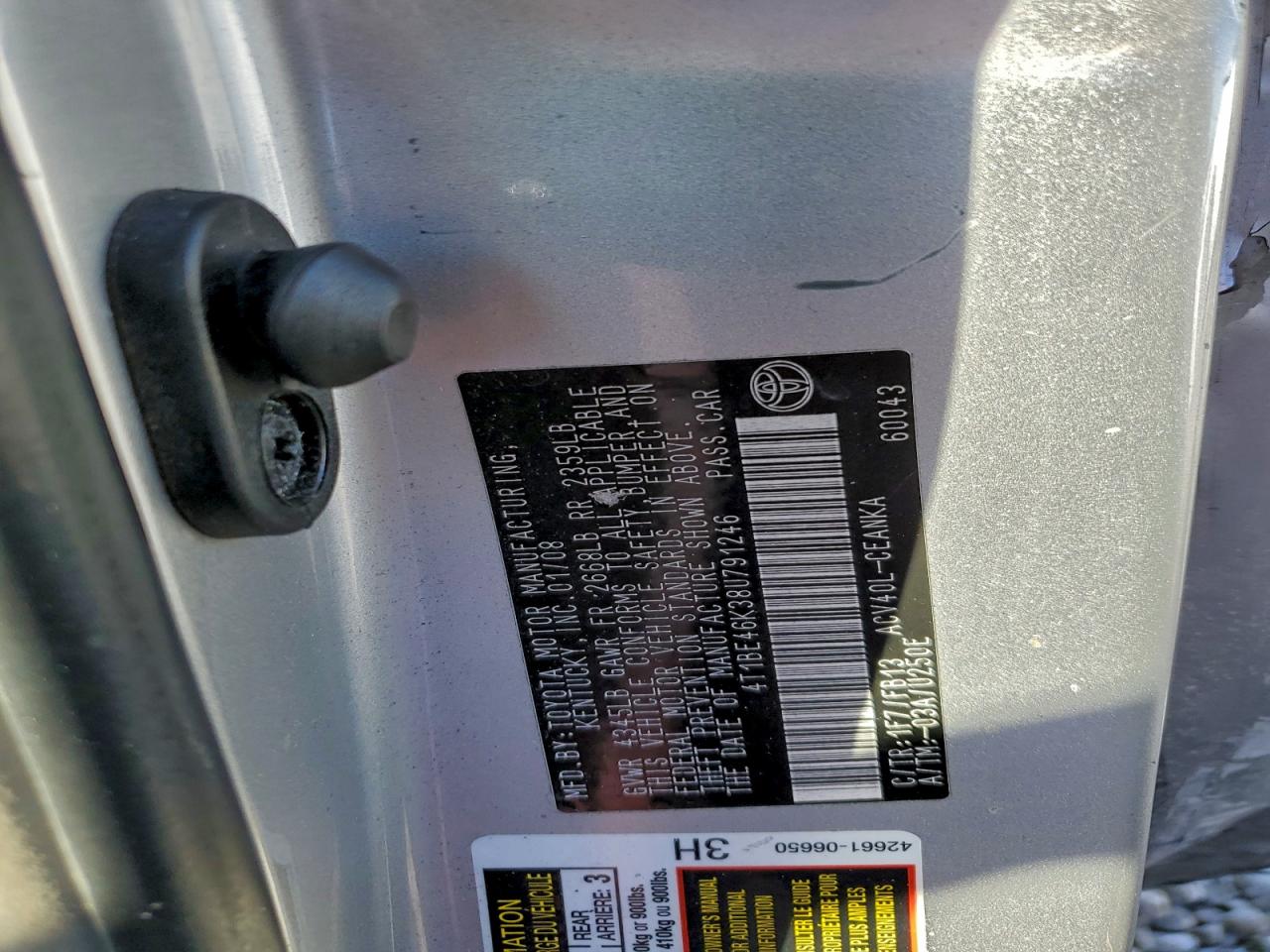 2008 TOYOTA CAMRY BASE photo 12