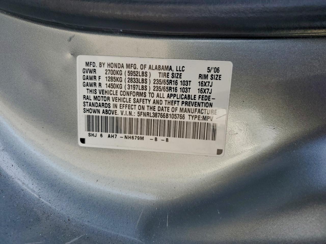 2006 HONDA ODYSSEY EXL photo 13