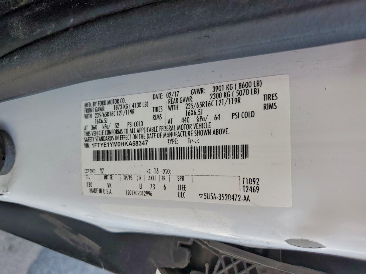 2017 FORD TRANSIT T-150 DELIVERY VAN photo 14