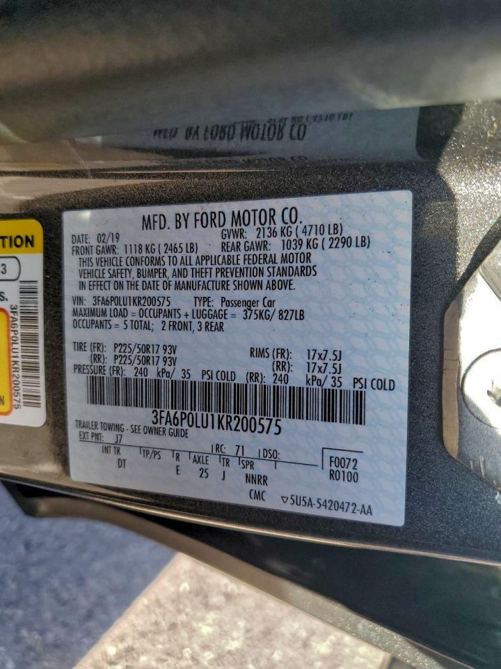 2019 FORD FUSION SE photo 13