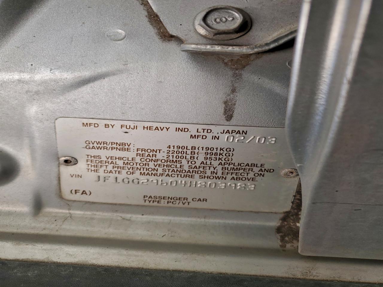 2004 SUBARU IMPREZA WRX photo 14