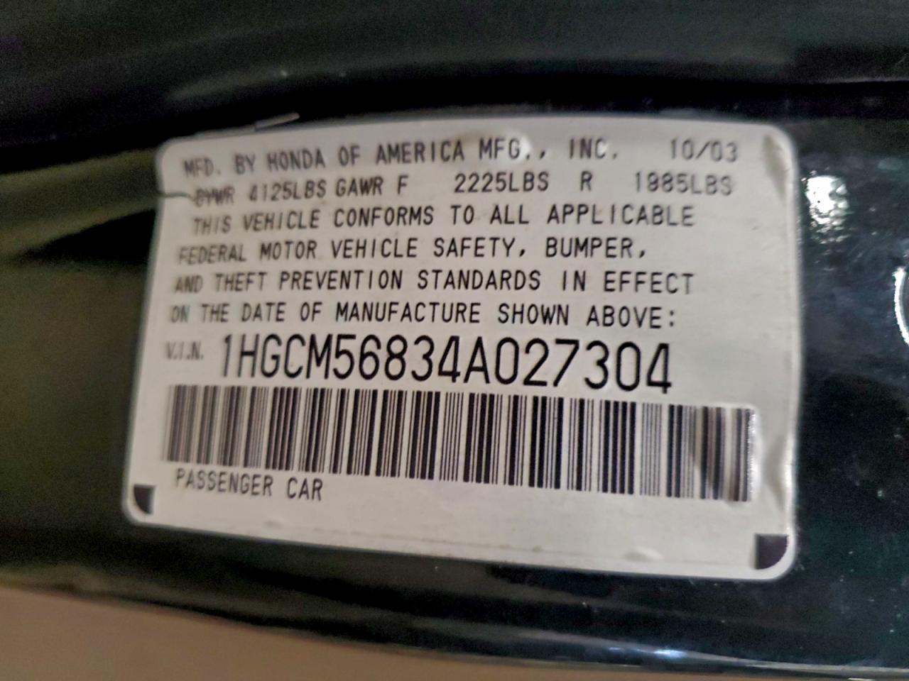 2004 HONDA ACCORD EX photo 12