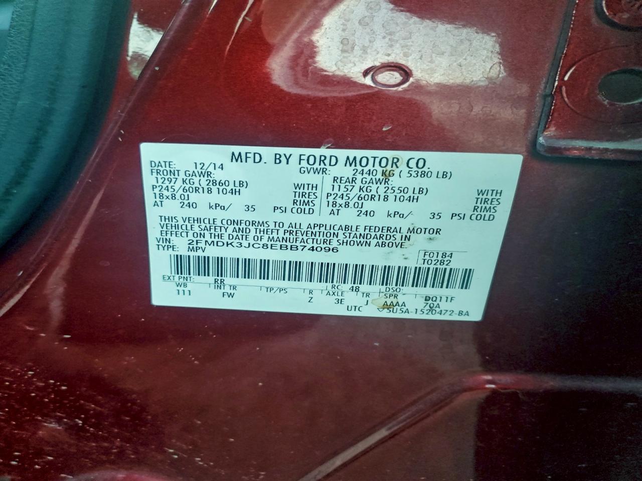 2014 FORD EDGE SEL photo 25