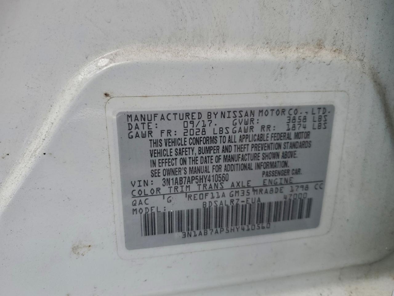 2017 NISSAN SENTRA S photo 37
