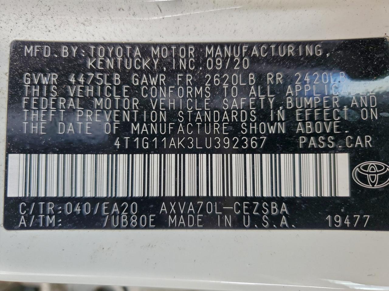 2020 TOYOTA CAMRY SE photo 34