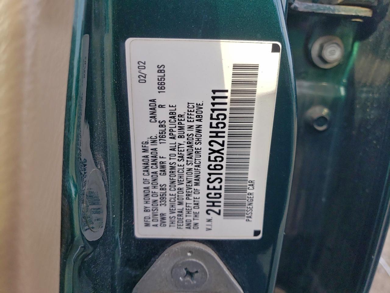 2002 HONDA CIVIC LX photo 13