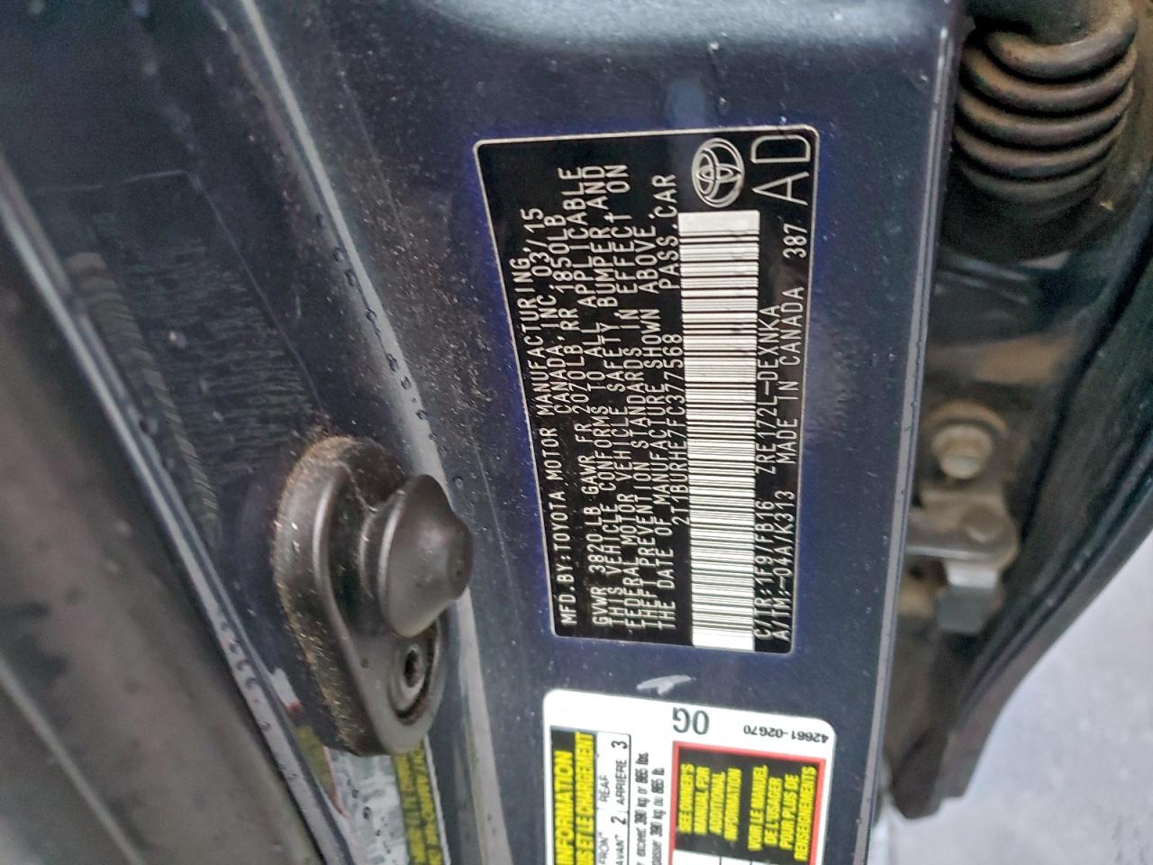 2015 TOYOTA COROLLA L photo 13