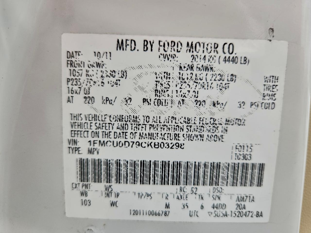 2012 FORD ESCAPE XLT photo 13