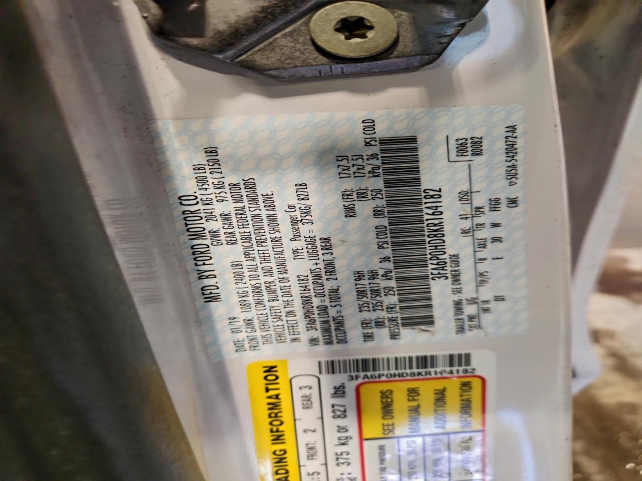 2019 FORD FUSION SE photo 12
