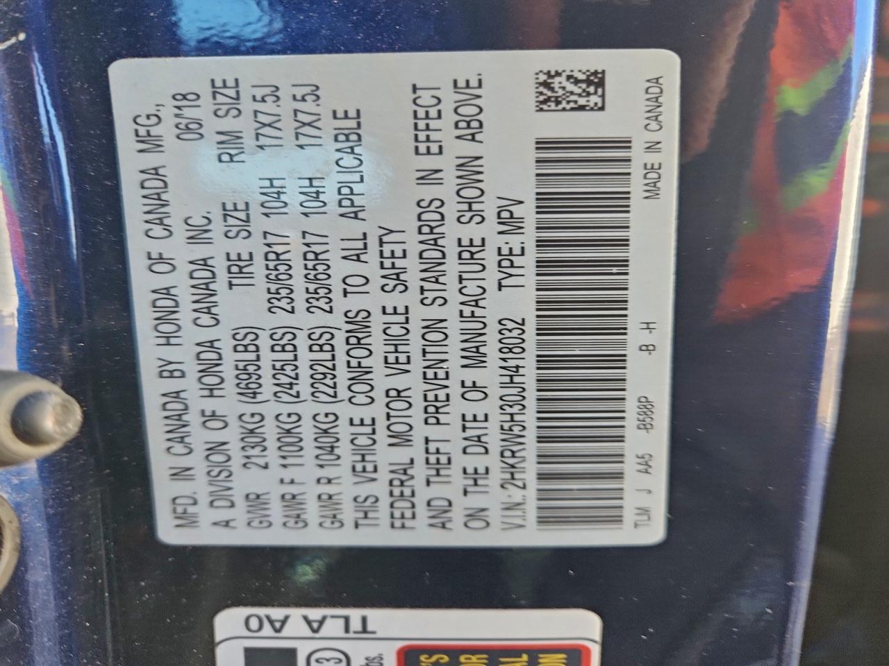 2018 HONDA CR-V LX photo 40