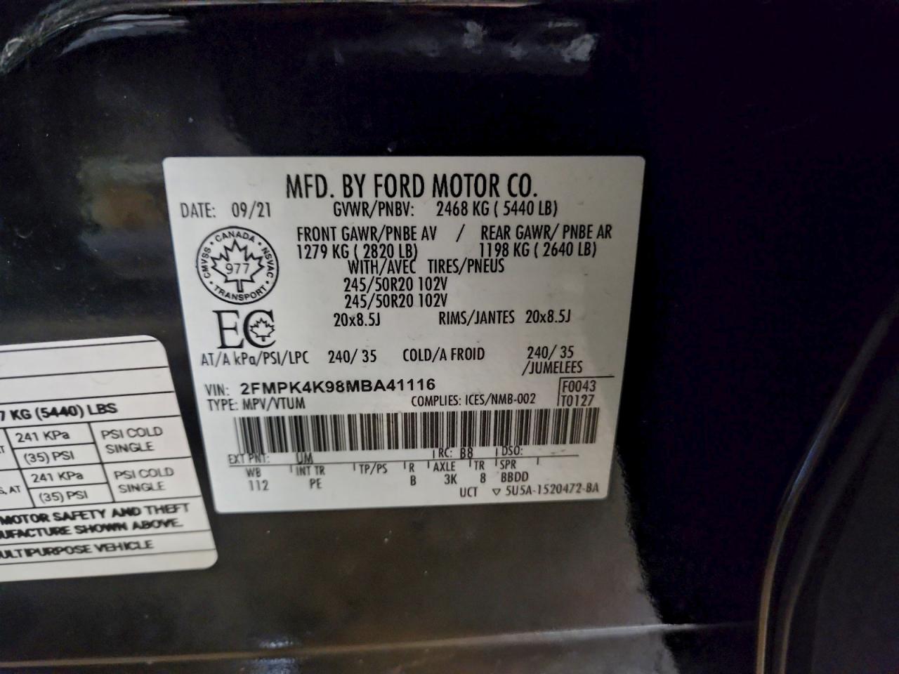 2021 FORD EDGE TITANIUM photo 13