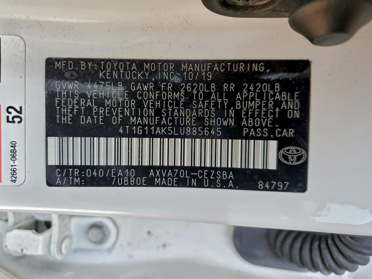 2020 TOYOTA CAMRY SE photo 12