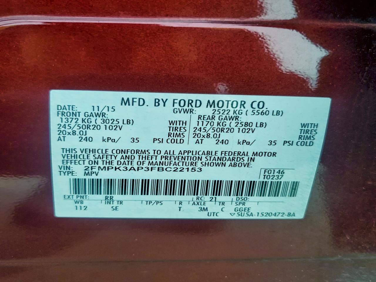 2015 FORD EDGE SPORT photo 37