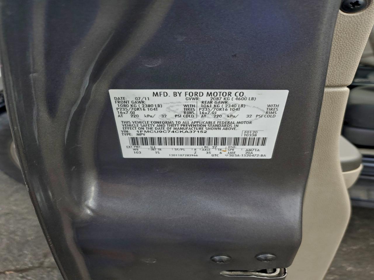 2012 FORD ESCAPE XLS photo 12