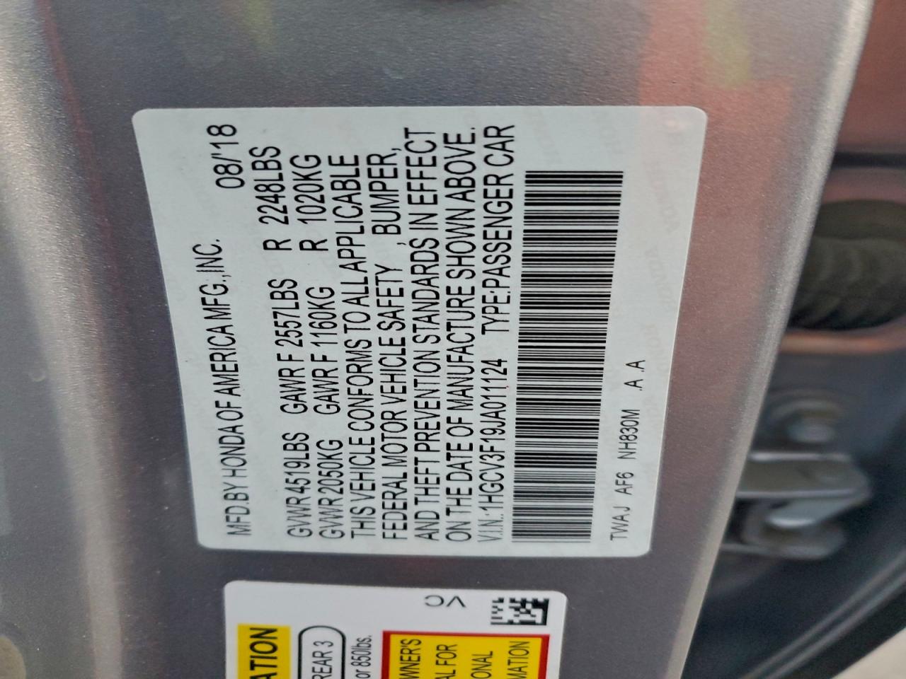 2018 HONDA ACCORD HYBRID photo 12