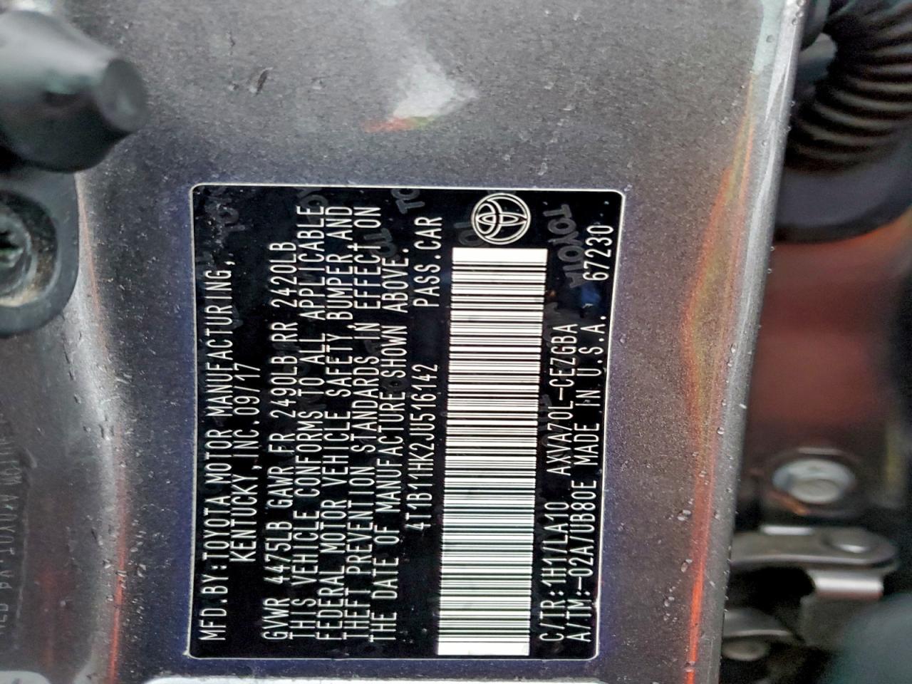 2018 TOYOTA CAMRY L photo 37