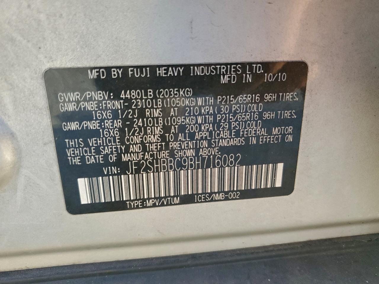 2011 SUBARU FORESTER 2.5X photo 37