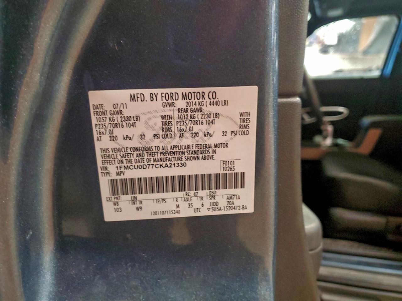 2012 FORD ESCAPE XLT photo 12