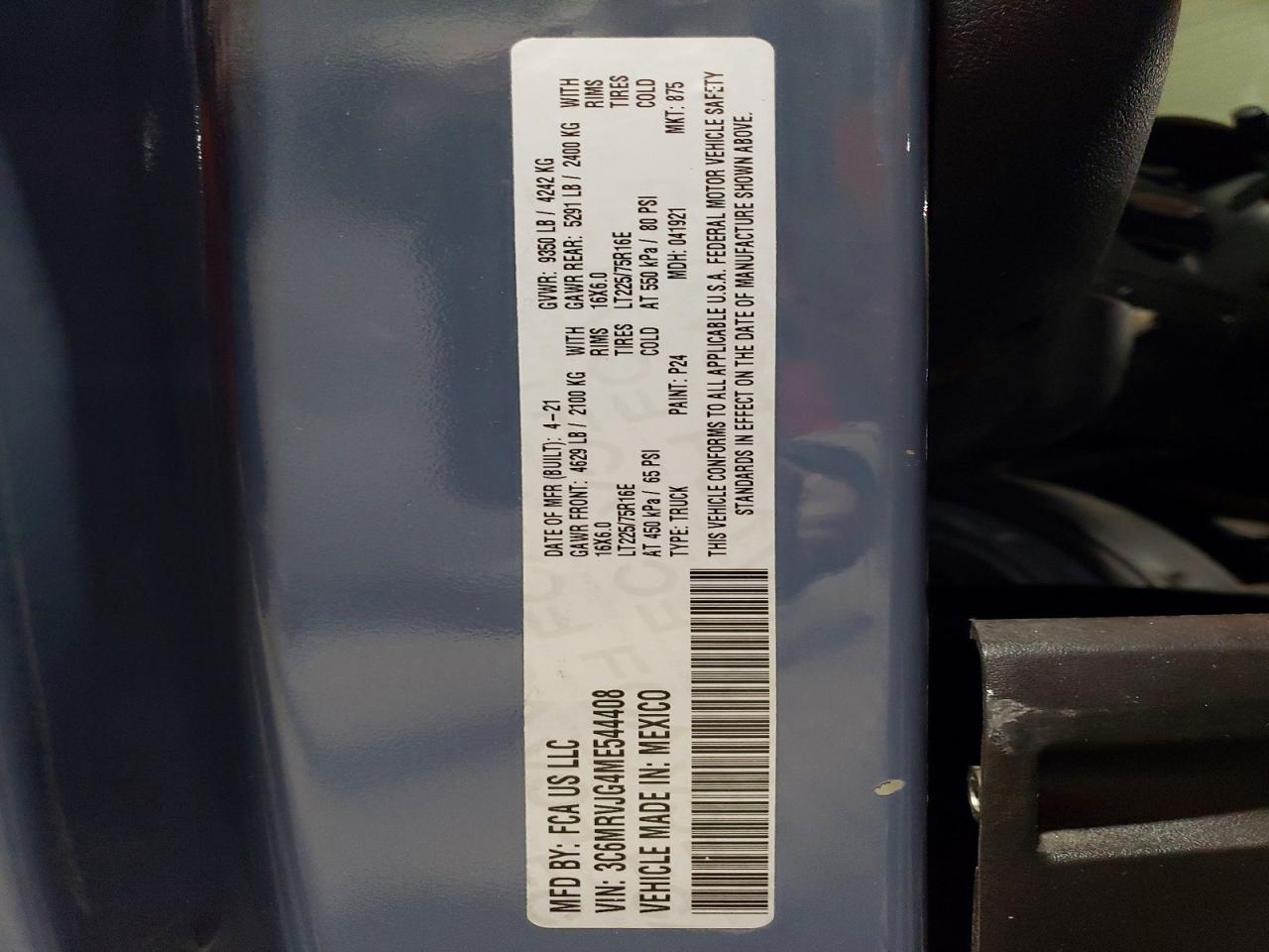 2021 RAM PROMASTER 3500 3500 HIGH photo 13