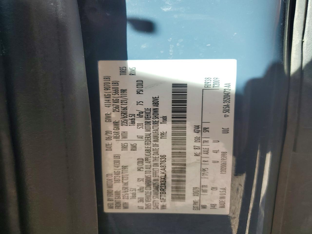 2020 FORD TRANSIT T-250 photo 12