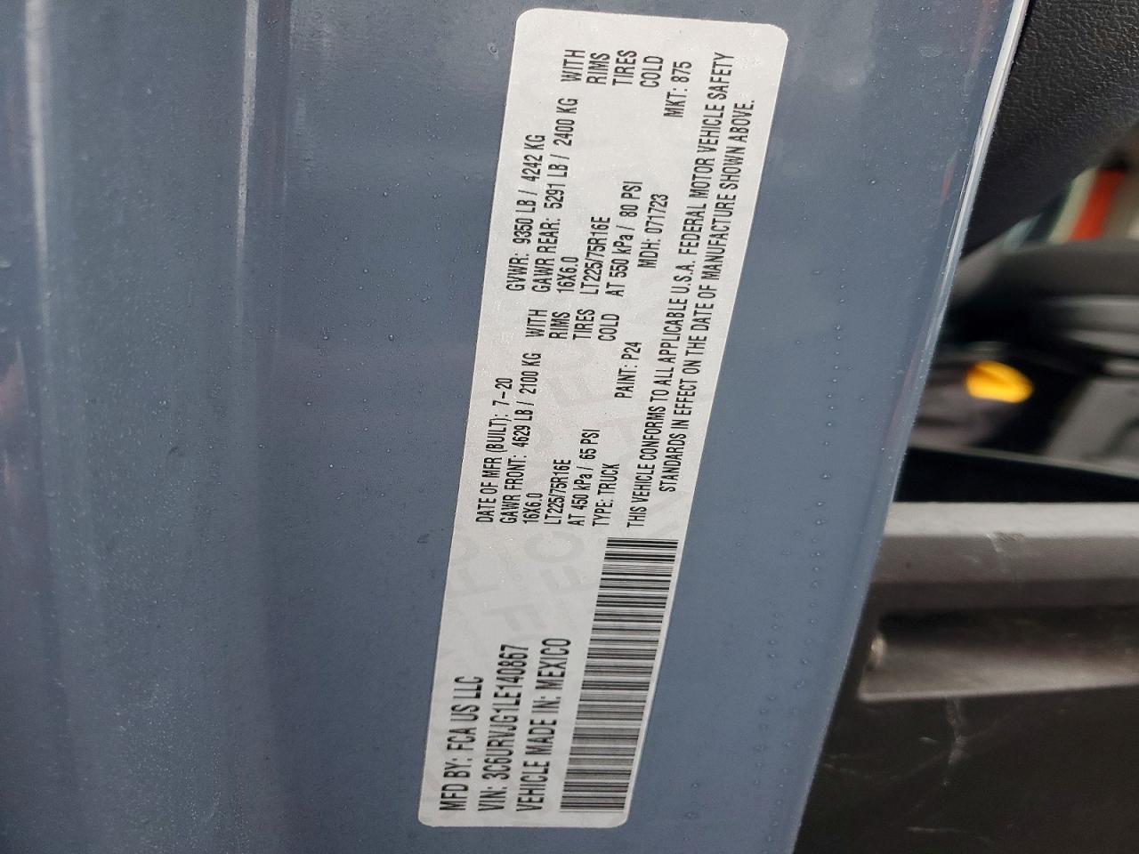 2020 RAM PROMASTER 3500 3500 HIGH photo 13