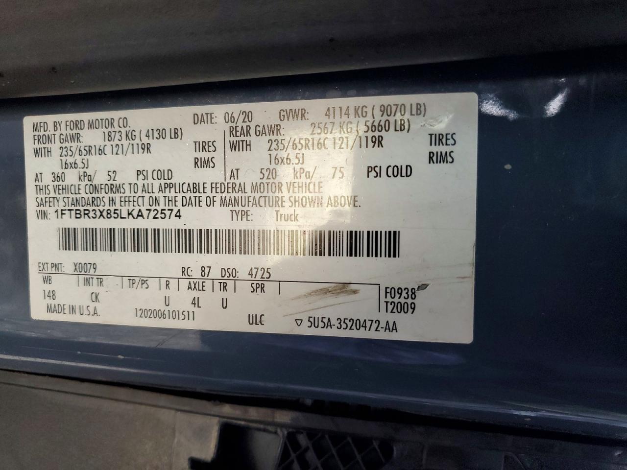 2020 FORD TRANSIT T-250 photo 13