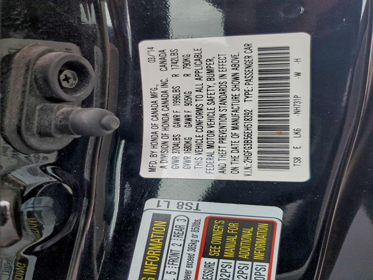 2014 HONDA CIVIC LX photo 34