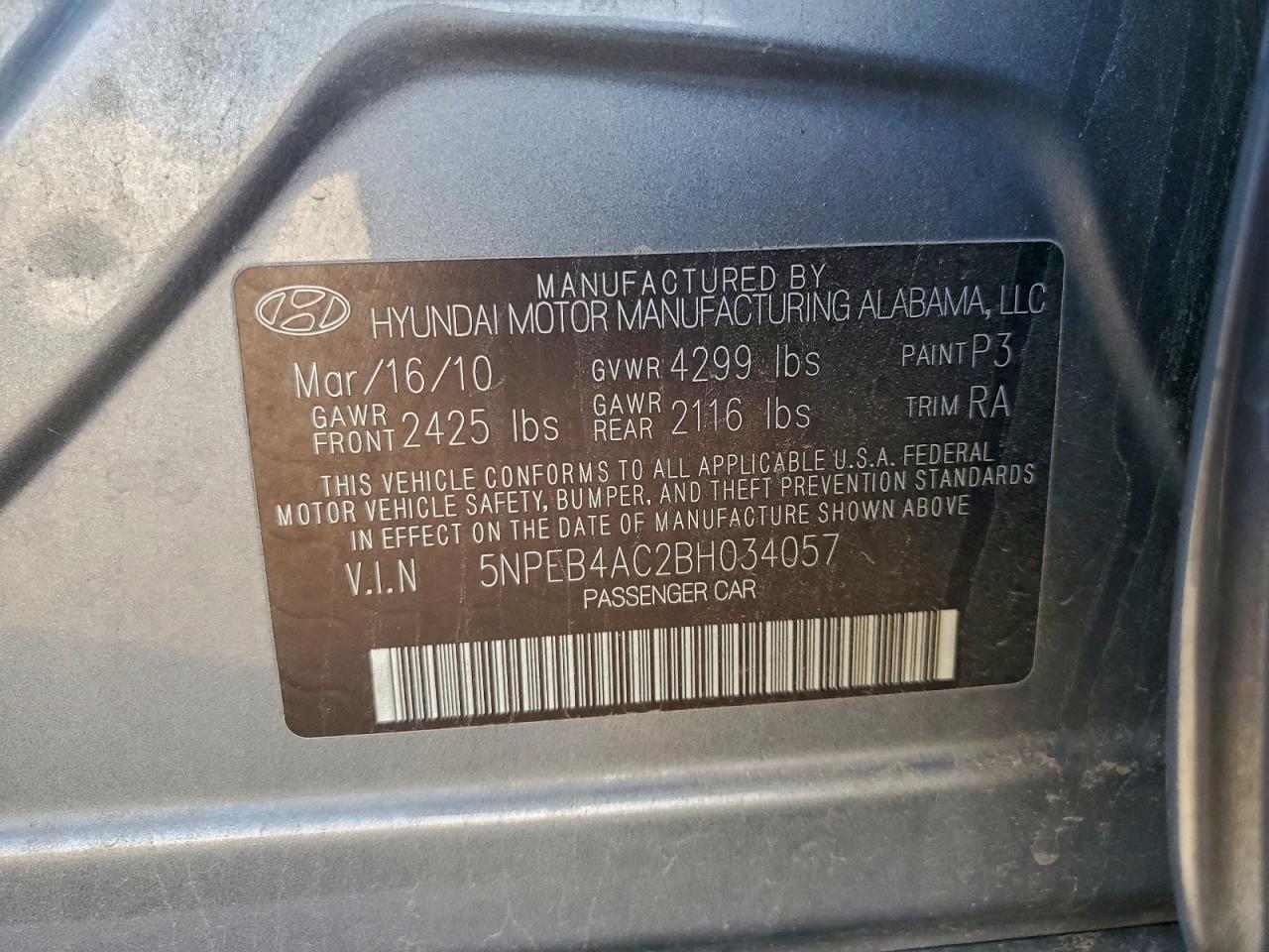 2011 HYUNDAI SONATA GLS photo 23