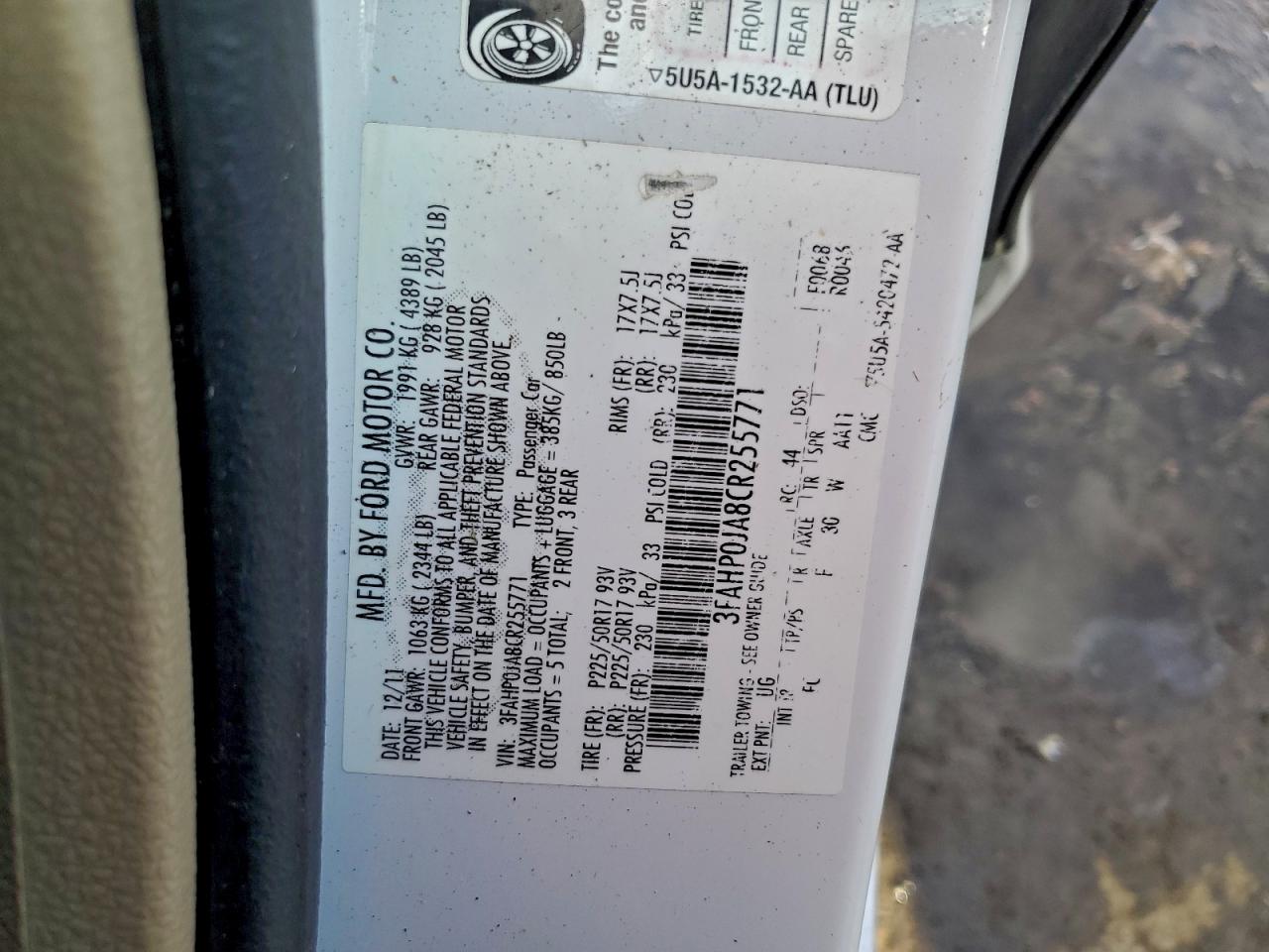 2012 FORD FUSION SEL photo 12