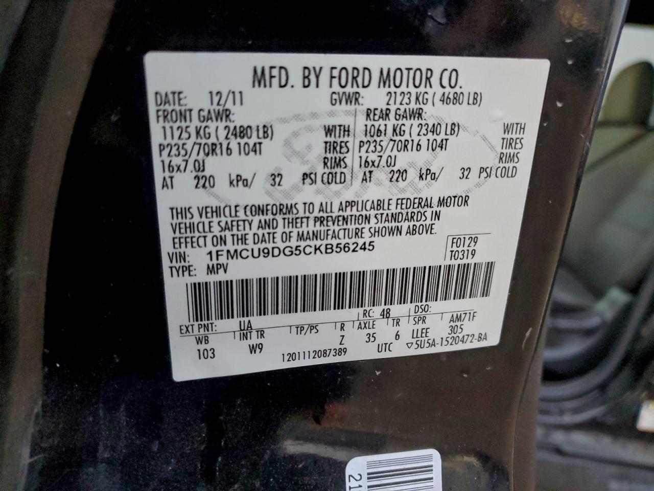 2012 FORD ESCAPE XLT photo 13