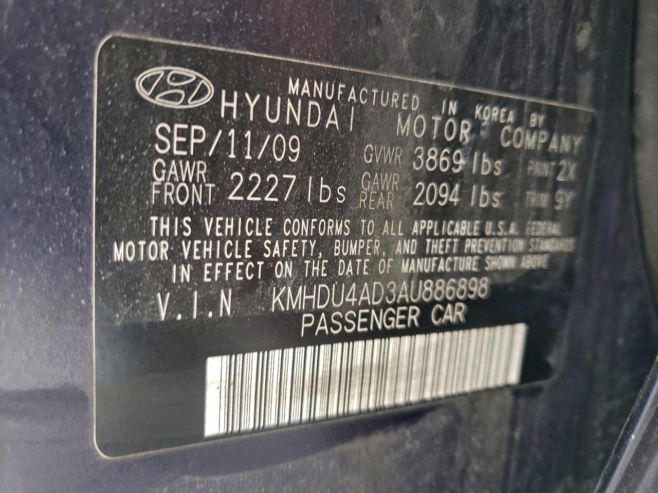 2010 HYUNDAI ELANTRA BLUE photo 23