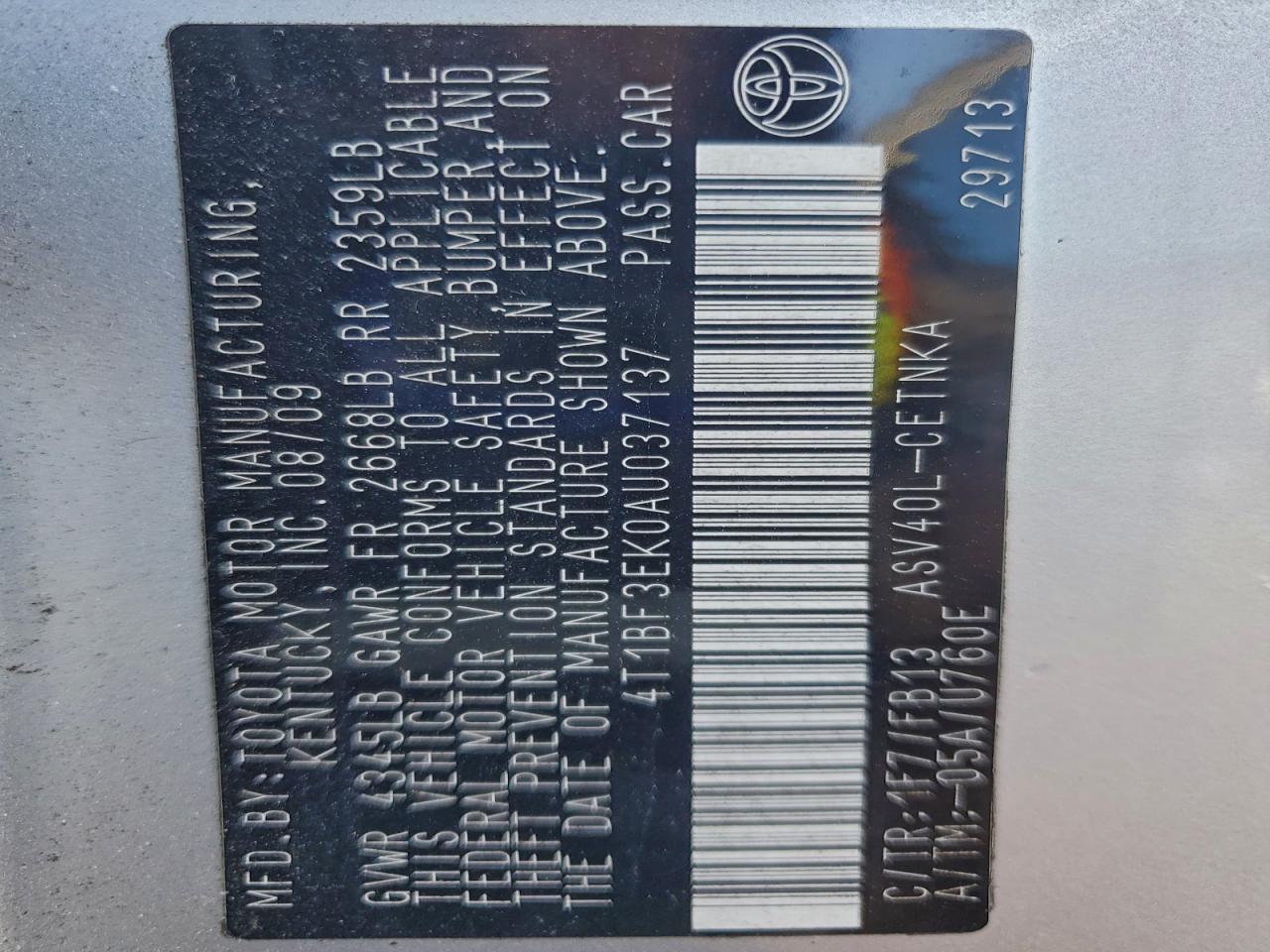 2010 TOYOTA CAMRY BASE photo 23
