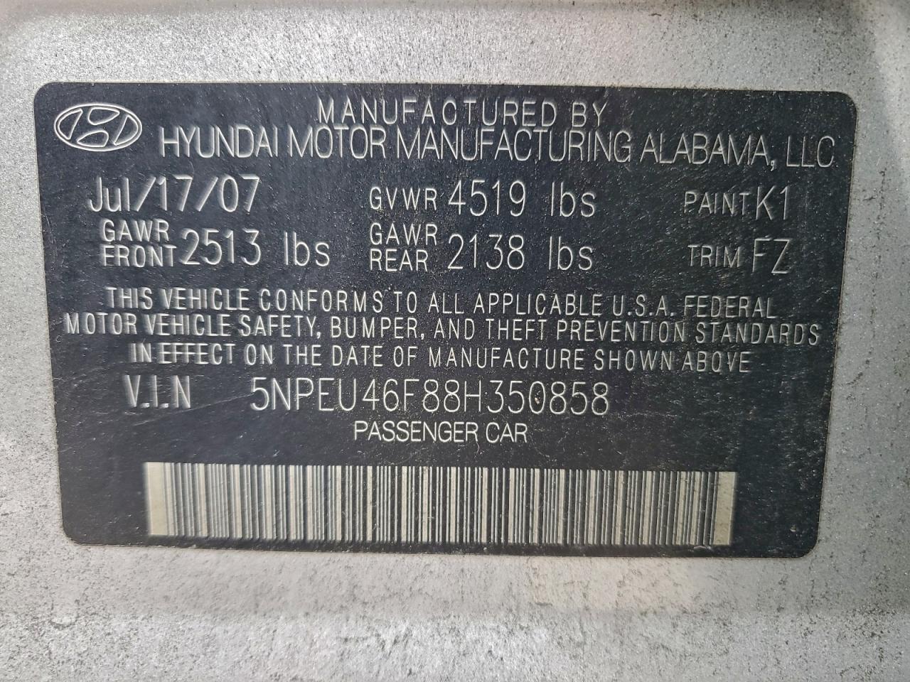 2008 HYUNDAI SONATA SE photo 25