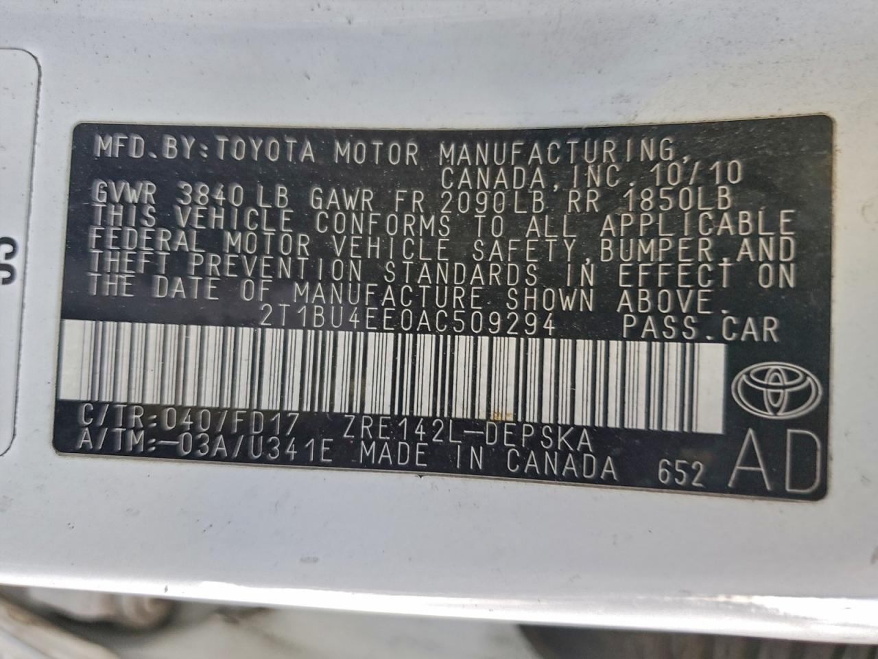 2010 TOYOTA COROLLA BASE photo 23