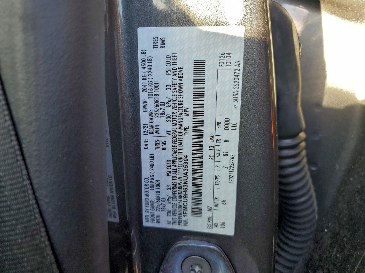 2022 FORD ESCAPE SEL photo 37