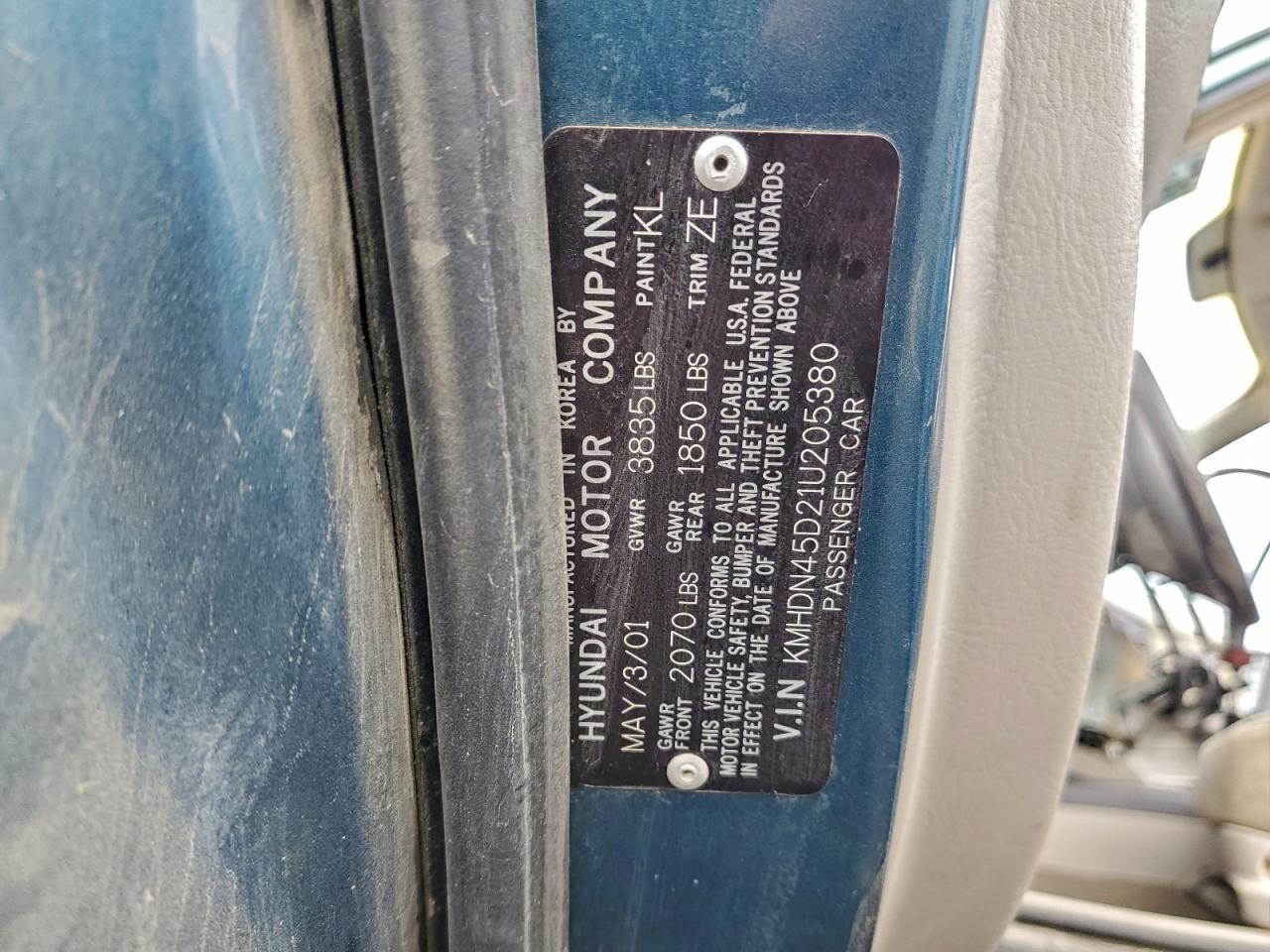2001 HYUNDAI ELANTRA GLS photo 12