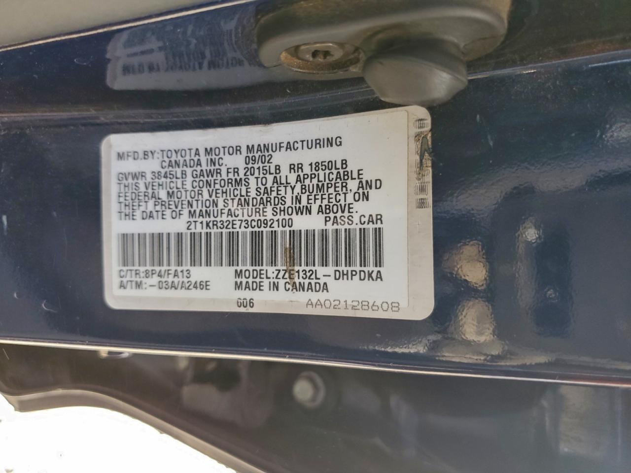2003 TOYOTA COROLLA MATRIX XR photo 13