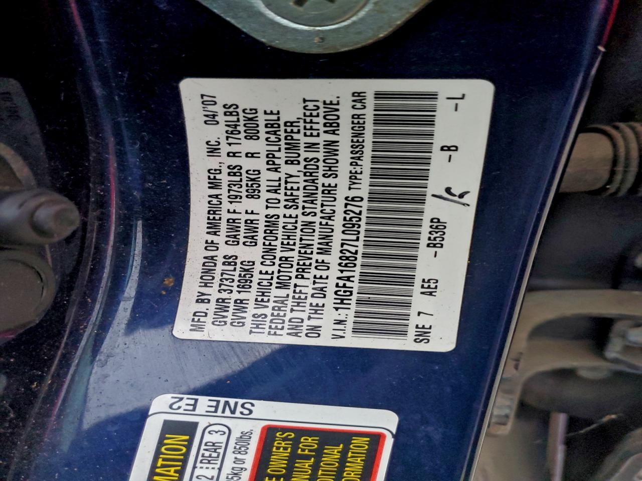 2007 HONDA CIVIC EX photo 23