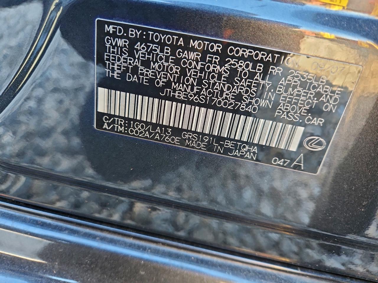 2007 LEXUS GS 350 photo 23
