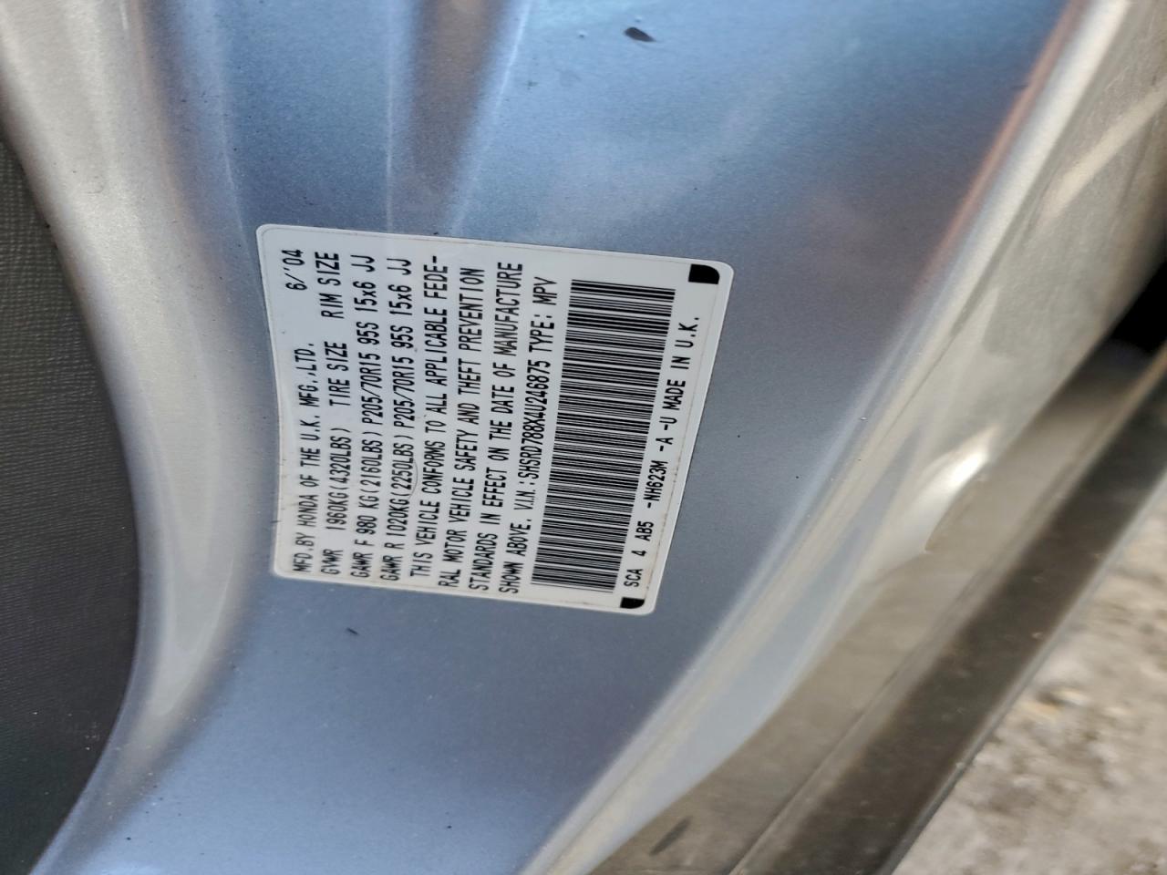 2004 HONDA CR-V EX photo 12