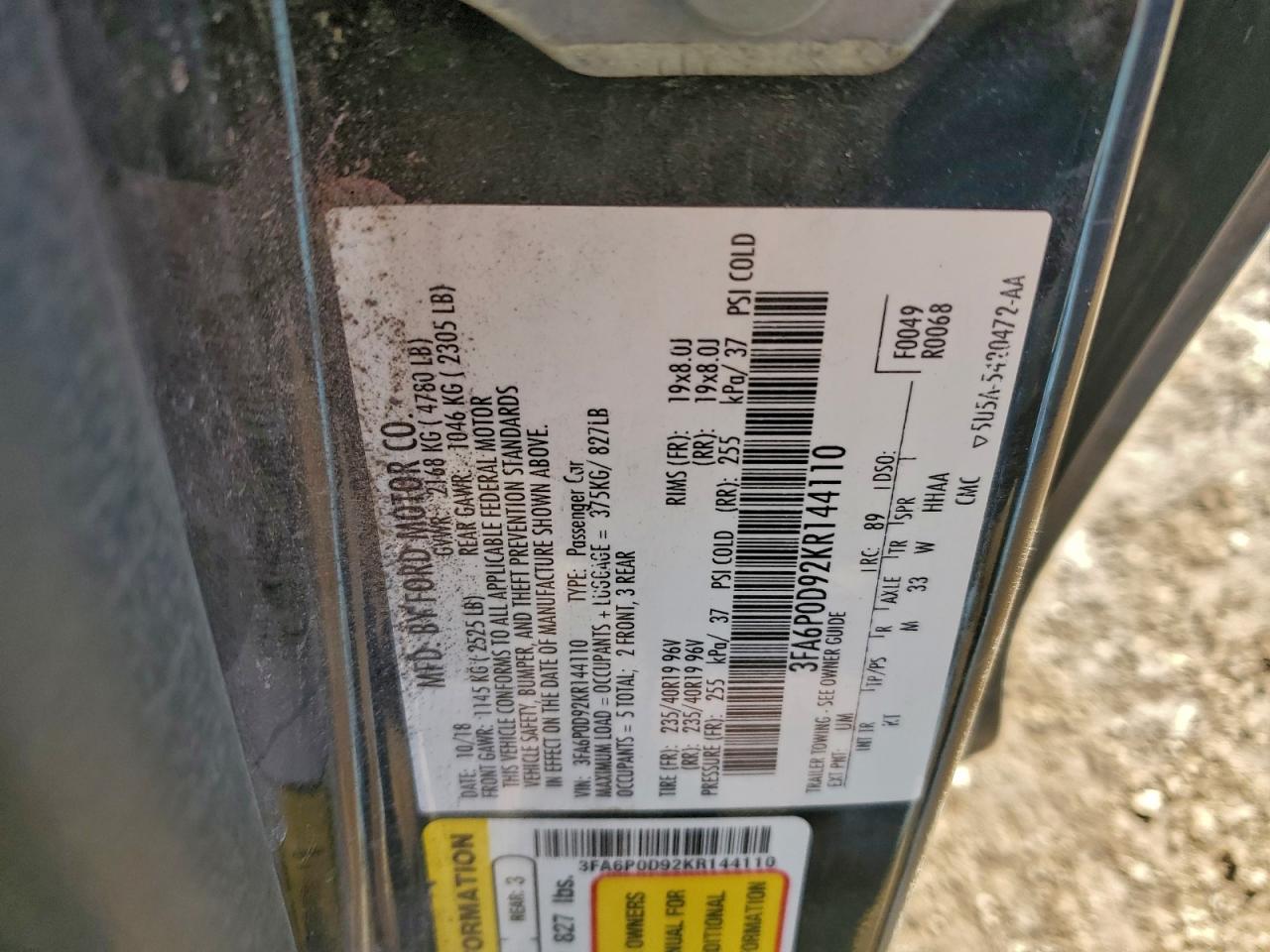 2019 FORD FUSION TITANIUM photo 12