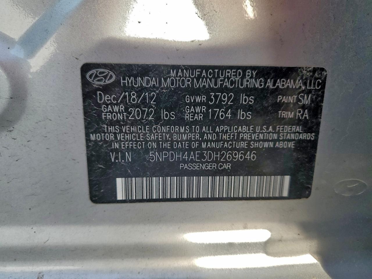 2013 HYUNDAI ELANTRA GLS photo 12