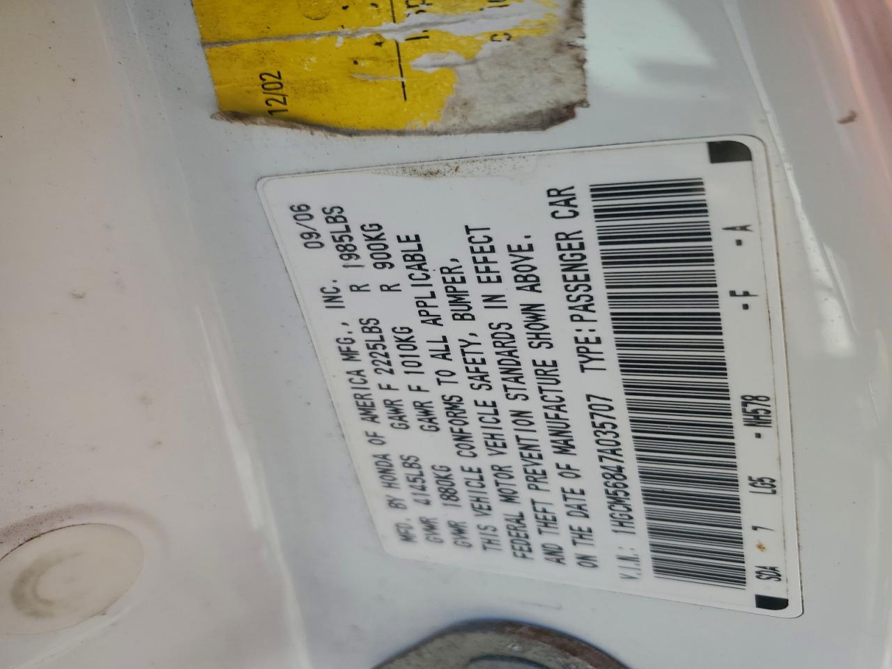 2007 HONDA ACCORD EX photo 23