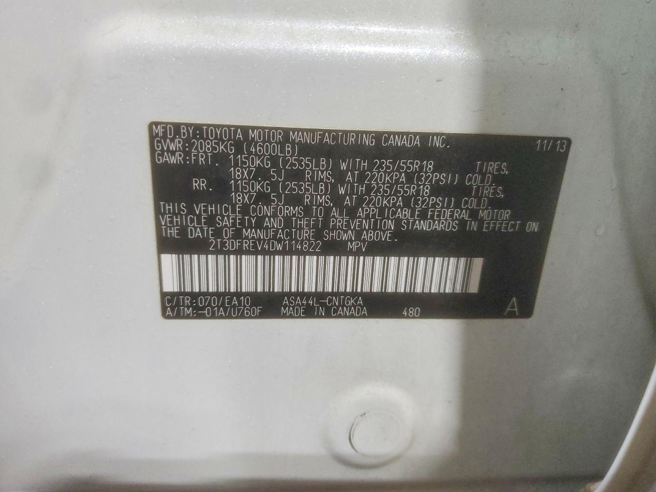2013 TOYOTA RAV4 LIMITED photo 12
