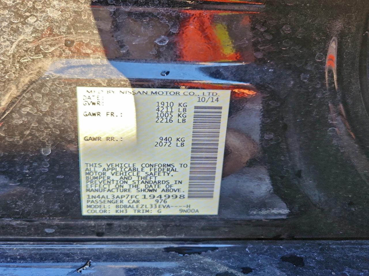 2015 NISSAN ALTIMA 2.5 photo 34