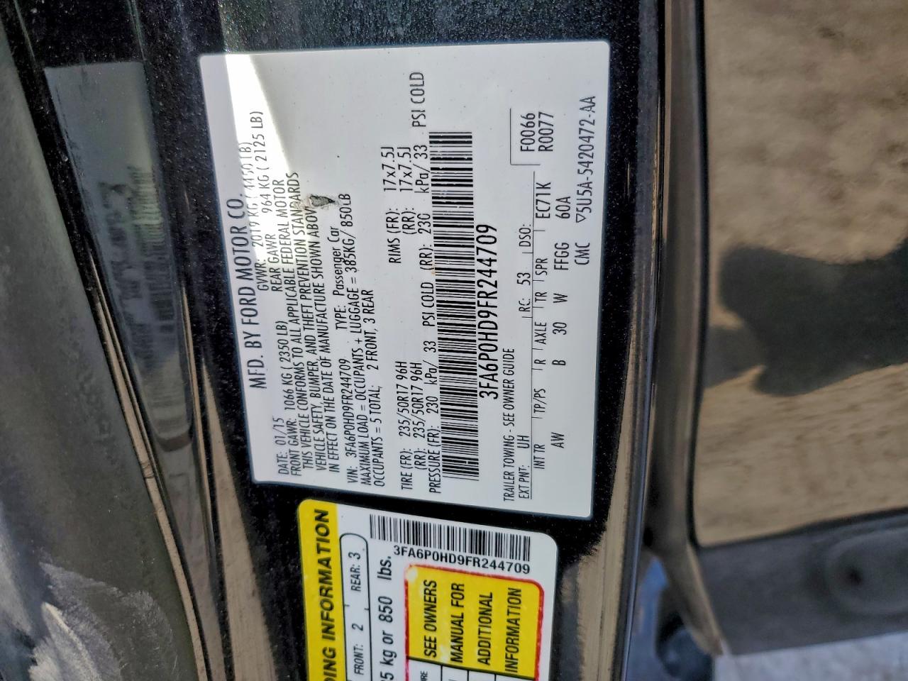 2015 FORD FUSION SE photo 23
