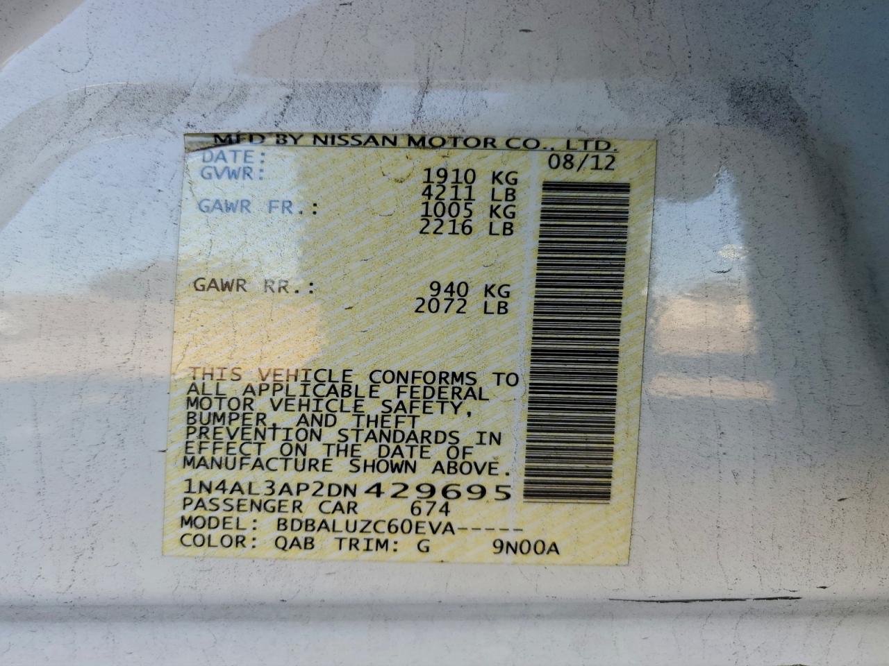 2013 NISSAN ALTIMA 2.5 photo 12