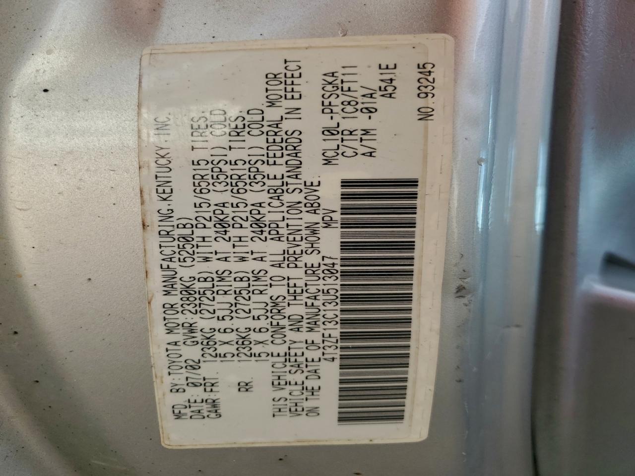 2003 TOYOTA SIENNA LE photo 23