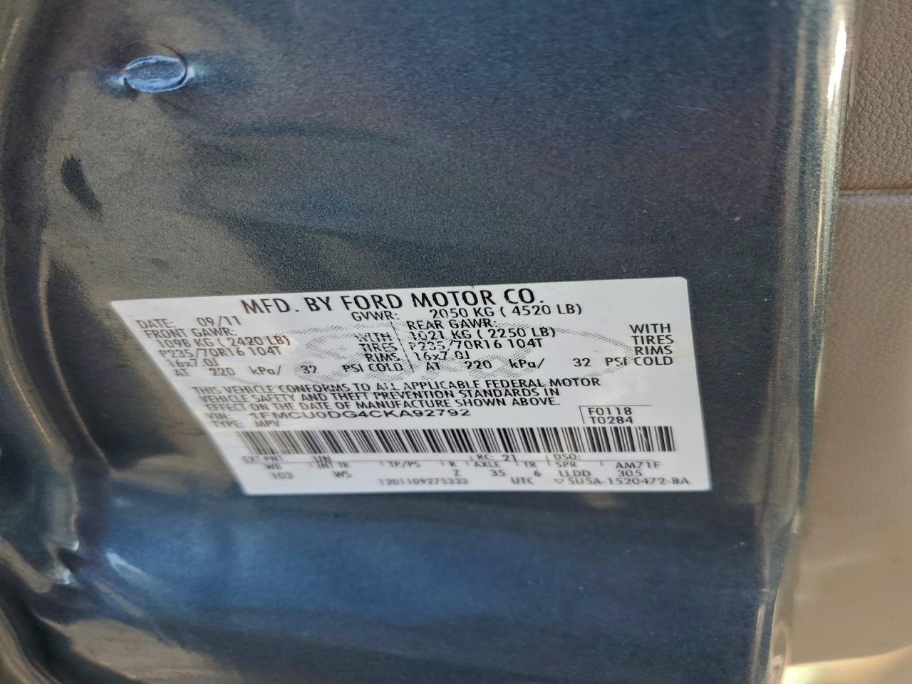 2012 FORD ESCAPE XLT photo 23